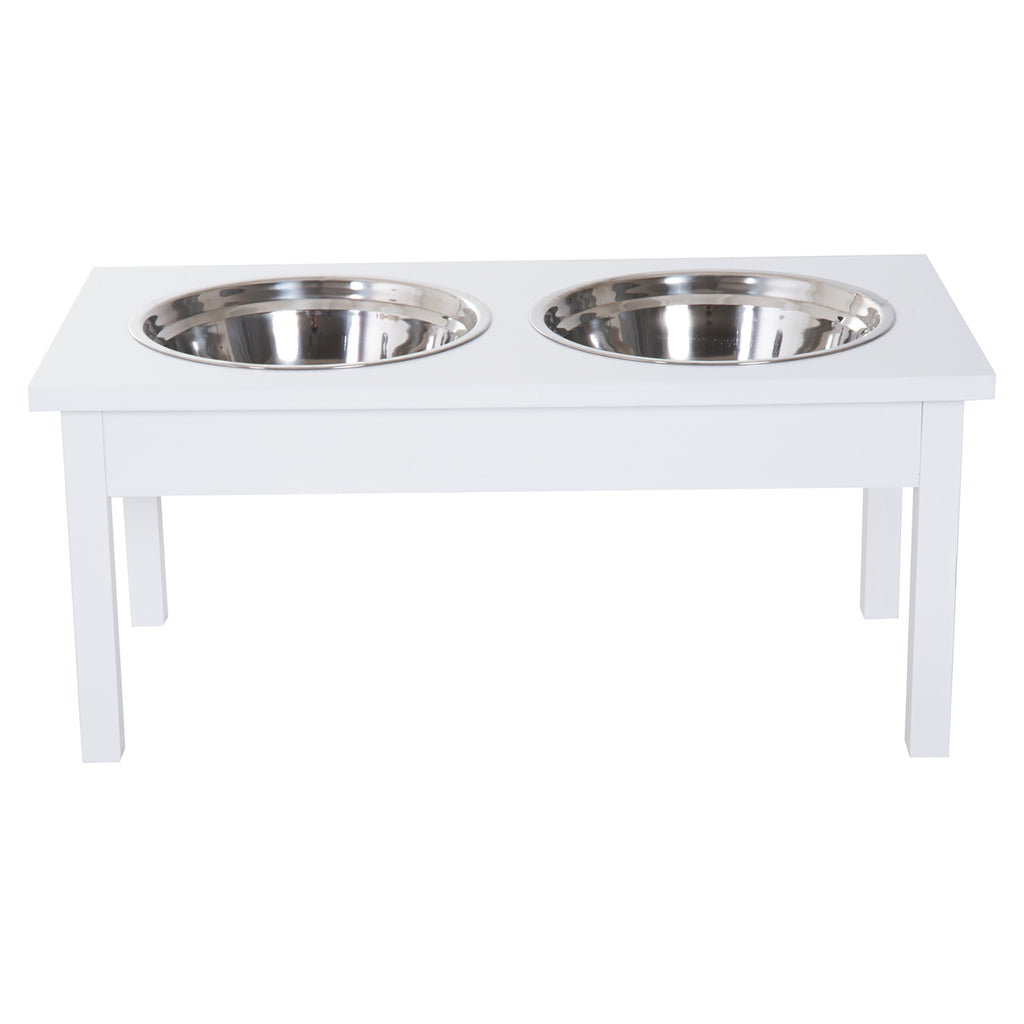 23" Wooden Elevated Dog Bowl Station