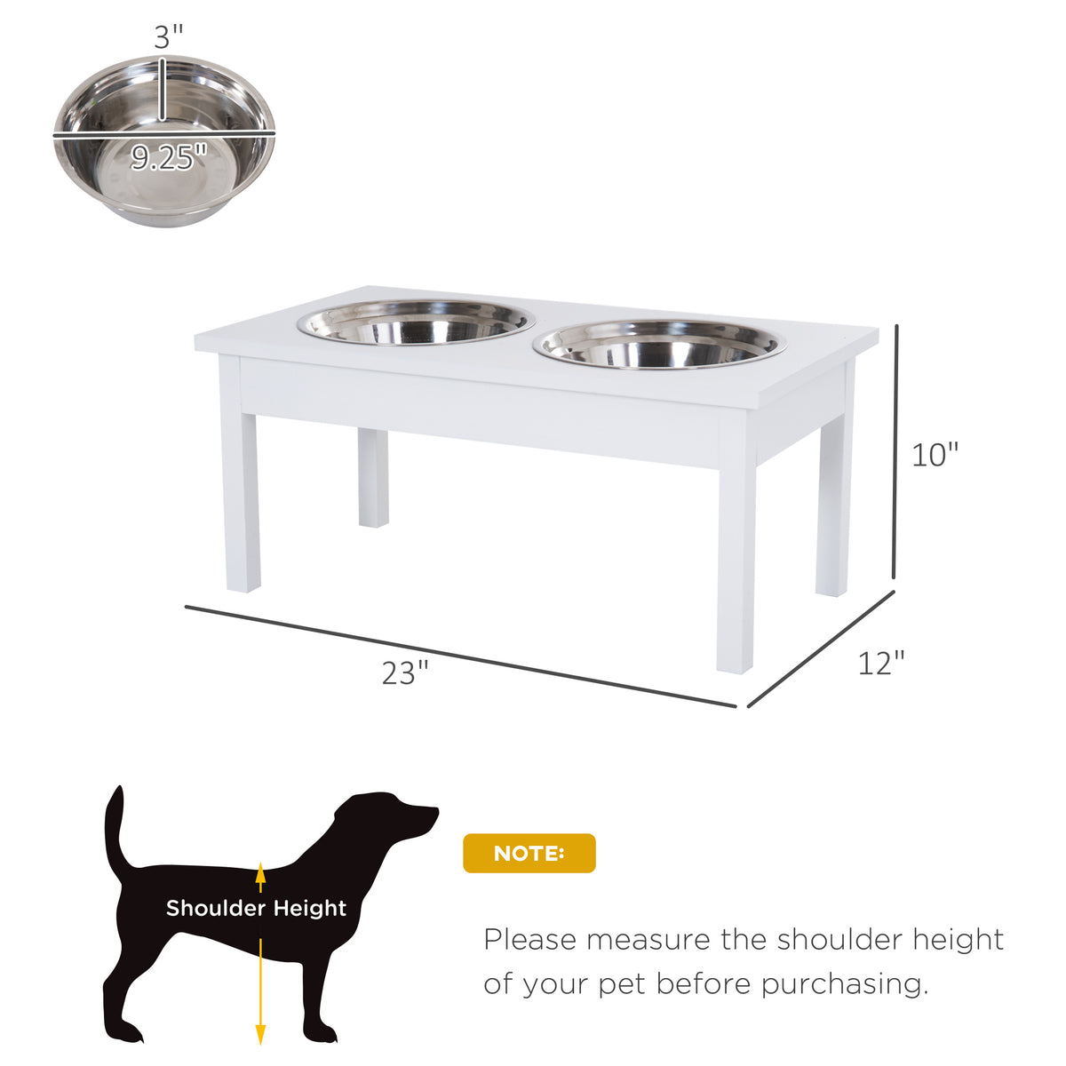 23" Wooden Elevated Dog Bowl Station