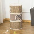28" Cat Condo, 3-Story Hideaway with Sisal Scratching Pad
