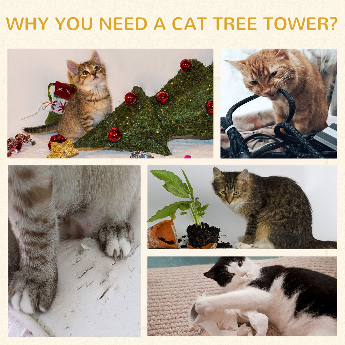 28" Cat Condo, 3-Story Hideaway with Sisal Scratching Pad