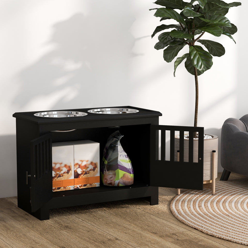 Dog Food Storage Cabinet with Bowls & Feeding Station