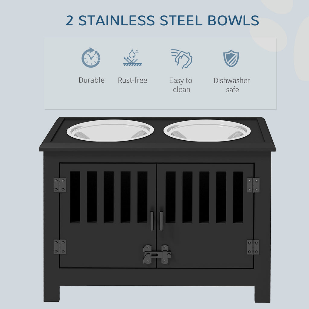 Dog Food Storage Cabinet with Bowls & Feeding Station