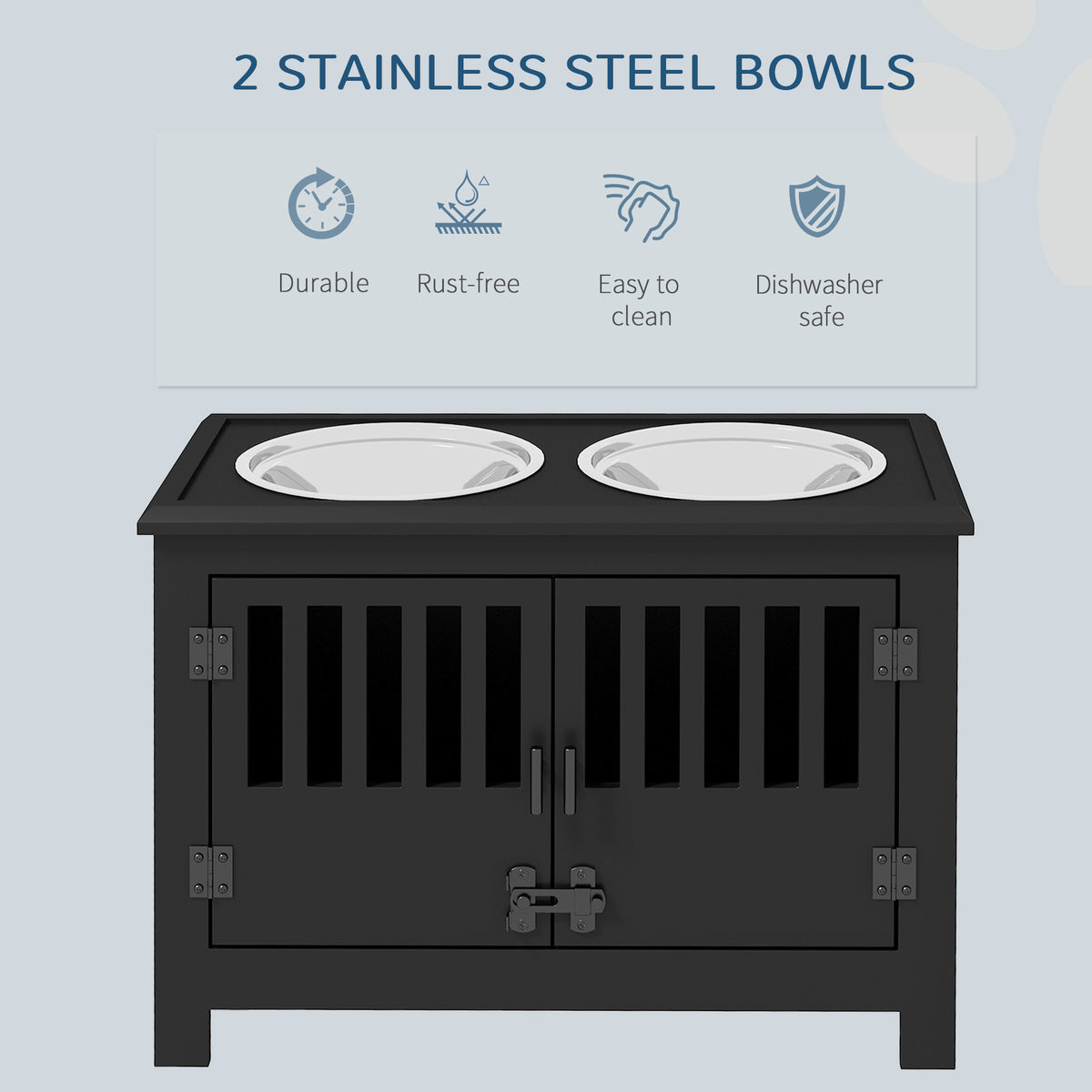 Dog Food Storage Cabinet with Bowls & Feeding Station