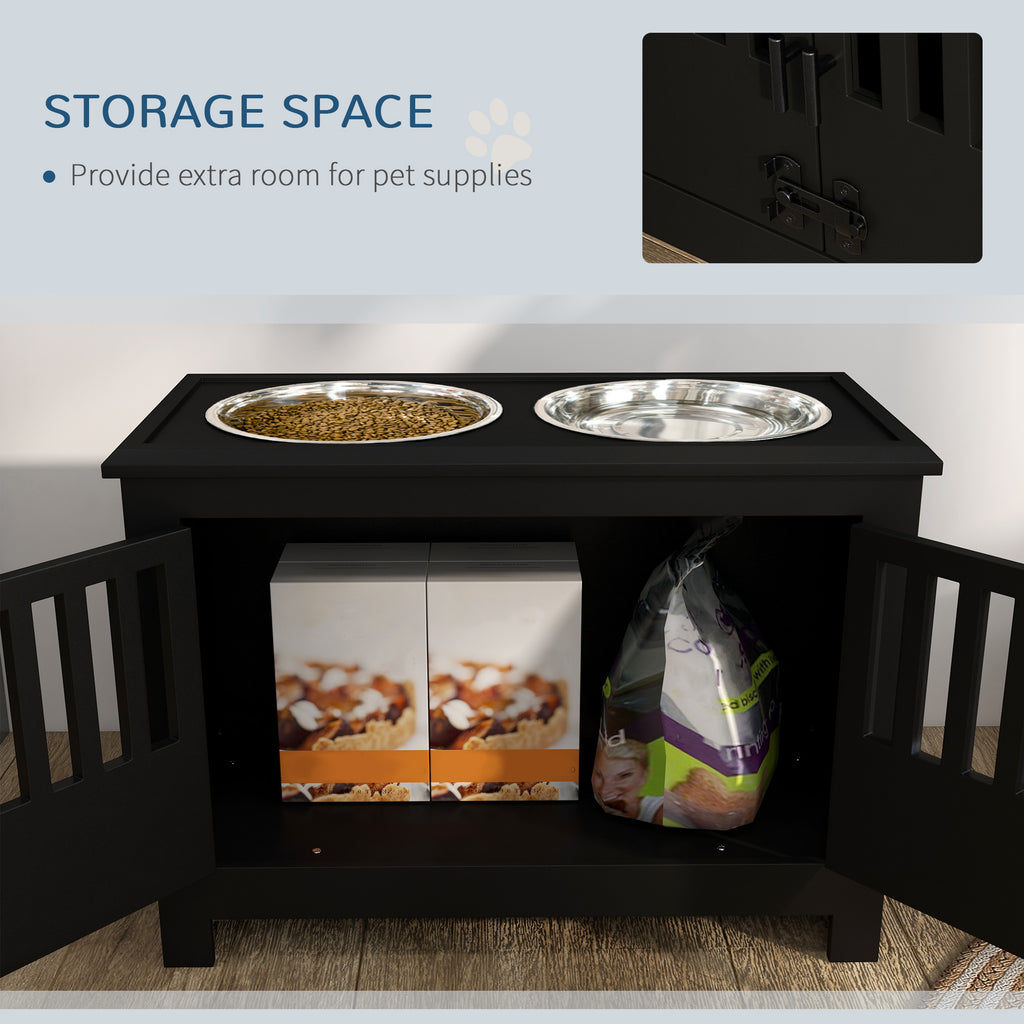 Dog Food Storage Cabinet with Bowls & Feeding Station