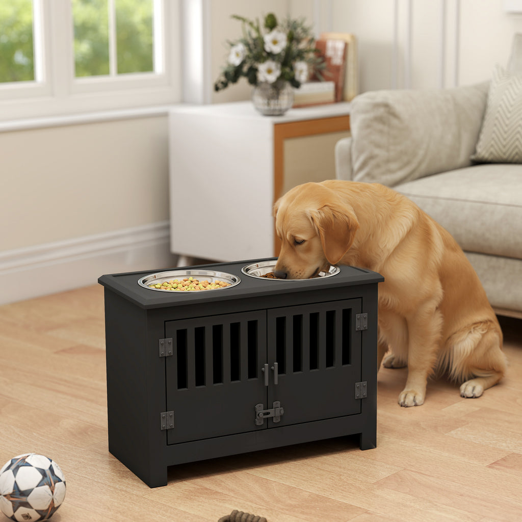 Dog Food Storage Cabinet with Bowls & Feeding Station