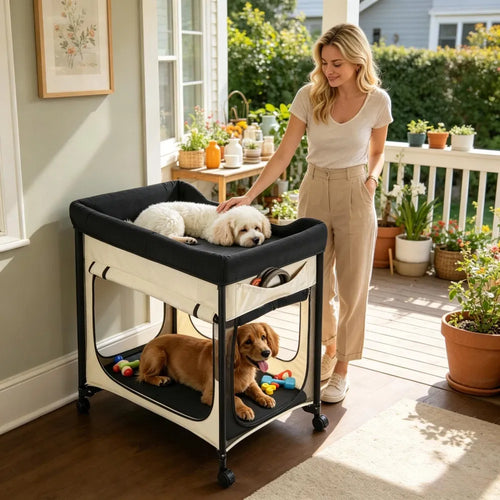 Dual-Level Elevated Dog Bed with Waterproof Oxford Cover