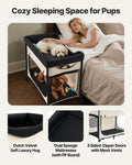 Elevated Bunk Dog Bed, Foldable with Wheels & Side Bags