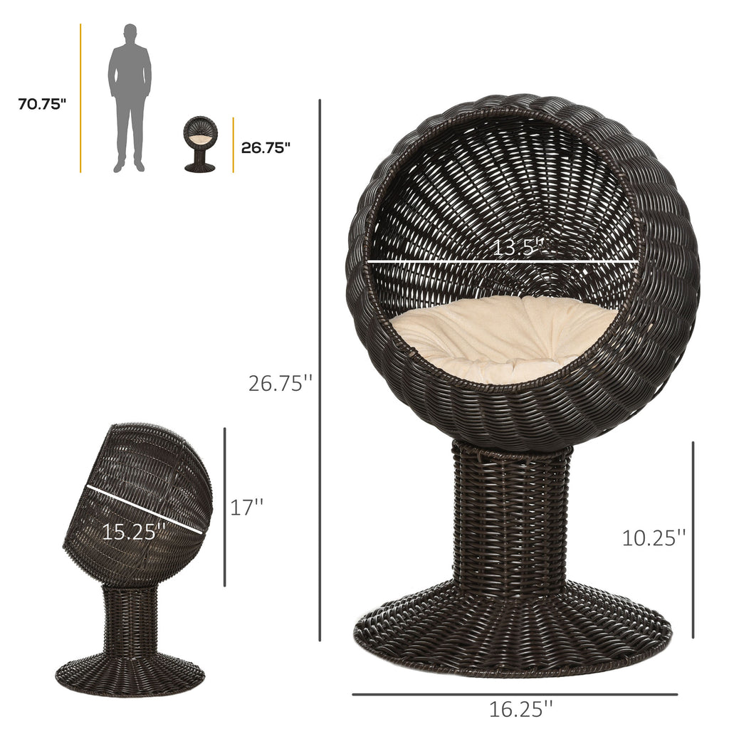 Elevated Cat Bed with Rotatable Egg Chair Pod