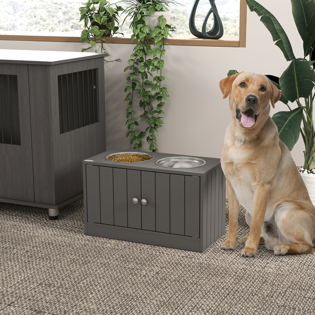 Elevated Dog Bowl Station with 44L Storage Cabinet