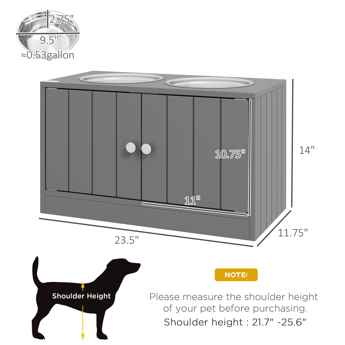 Elevated Dog Bowl Station with 44L Storage Cabinet