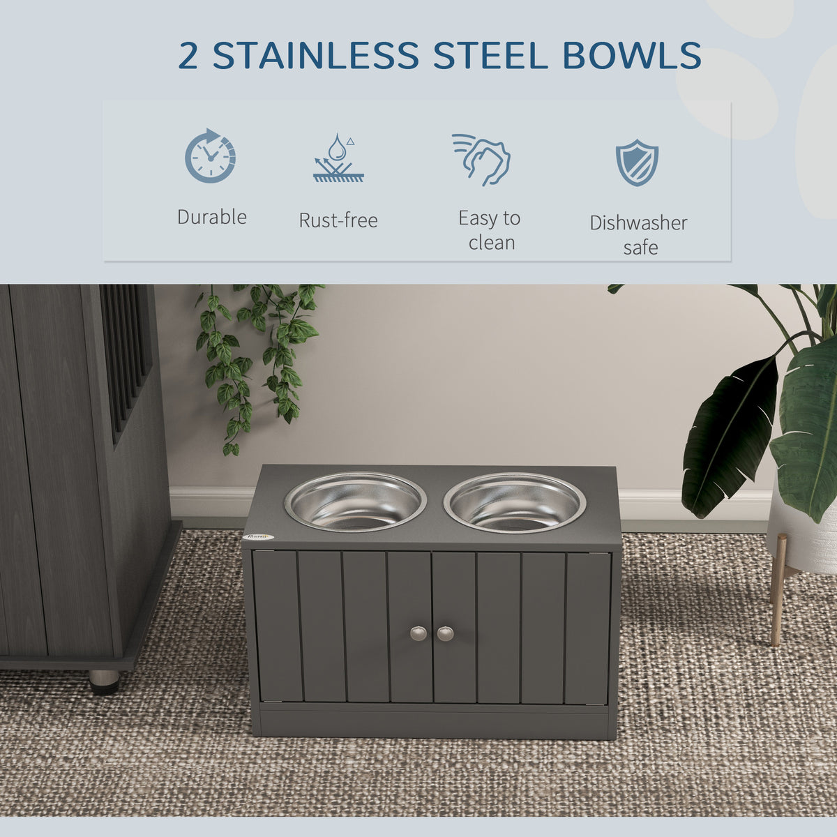Elevated Dog Bowl Station with 44L Storage Cabinet