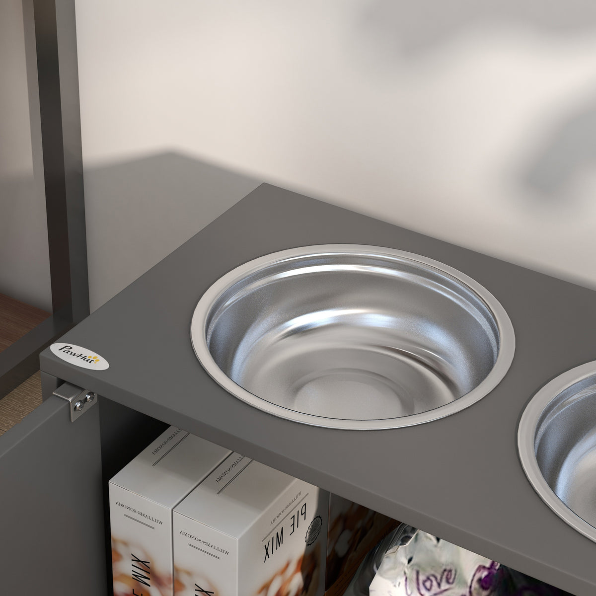 Elevated Dog Bowl Station with 44L Storage Cabinet