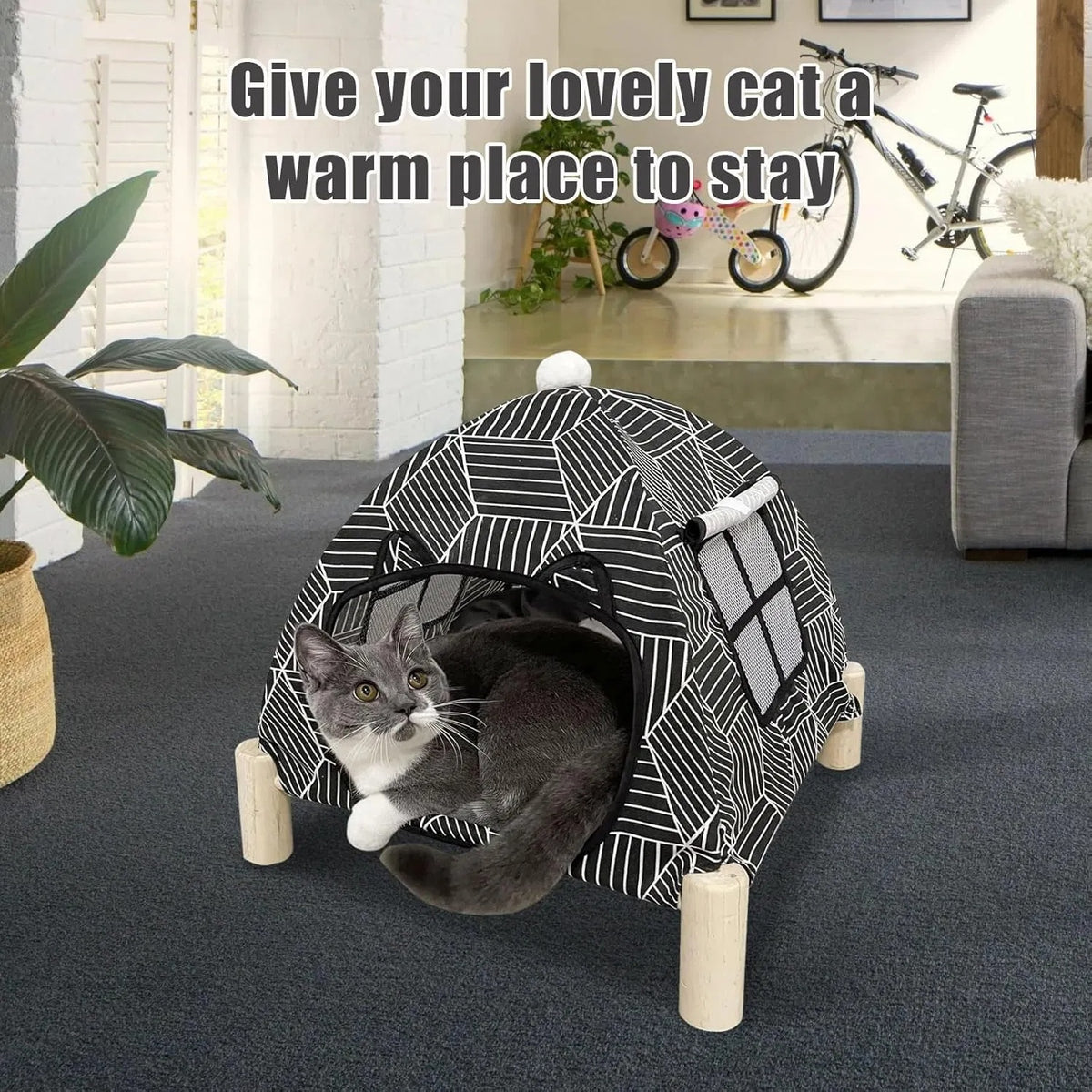 Foldable Indoor Cat Tent Bed for Cats & Small Dogs