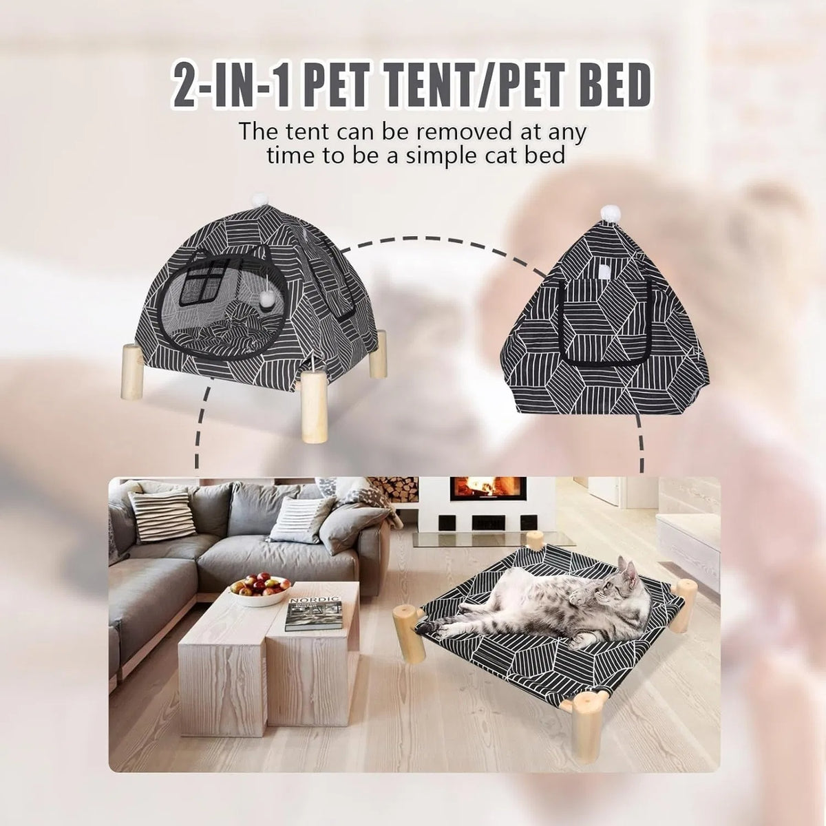 Foldable Indoor Cat Tent Bed for Cats & Small Dogs