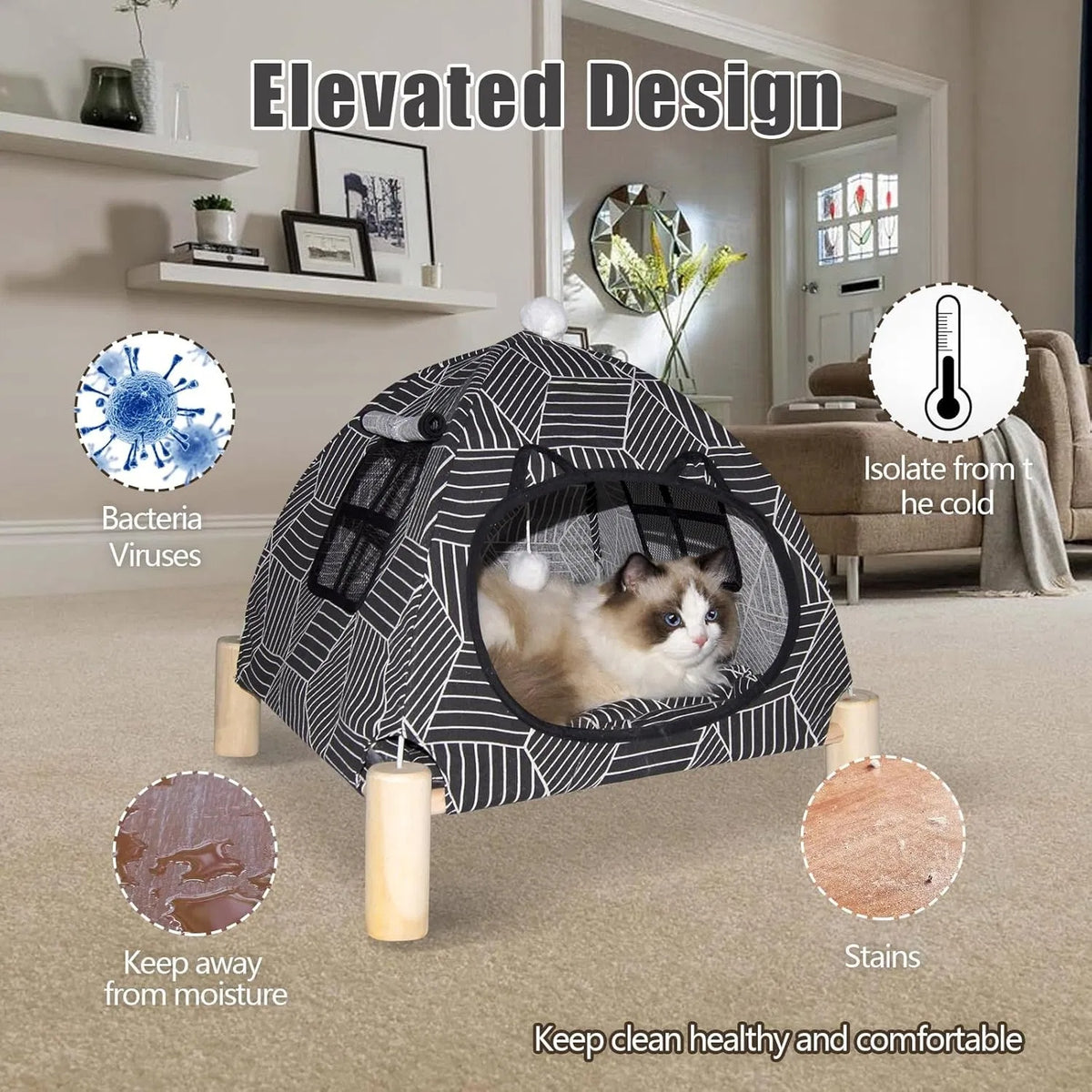 Foldable Indoor Cat Tent Bed for Cats & Small Dogs