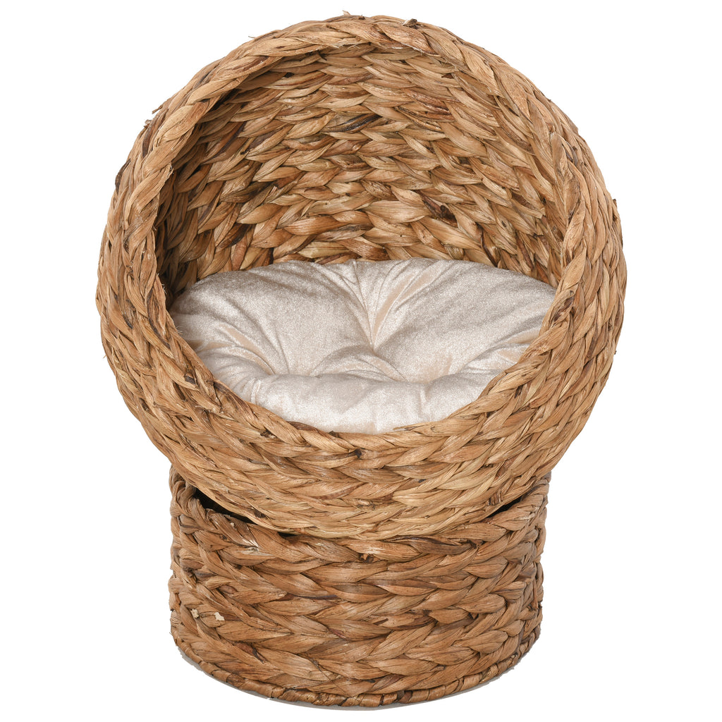 Handwoven Elevated Cat Bed with Egg Chair Shape