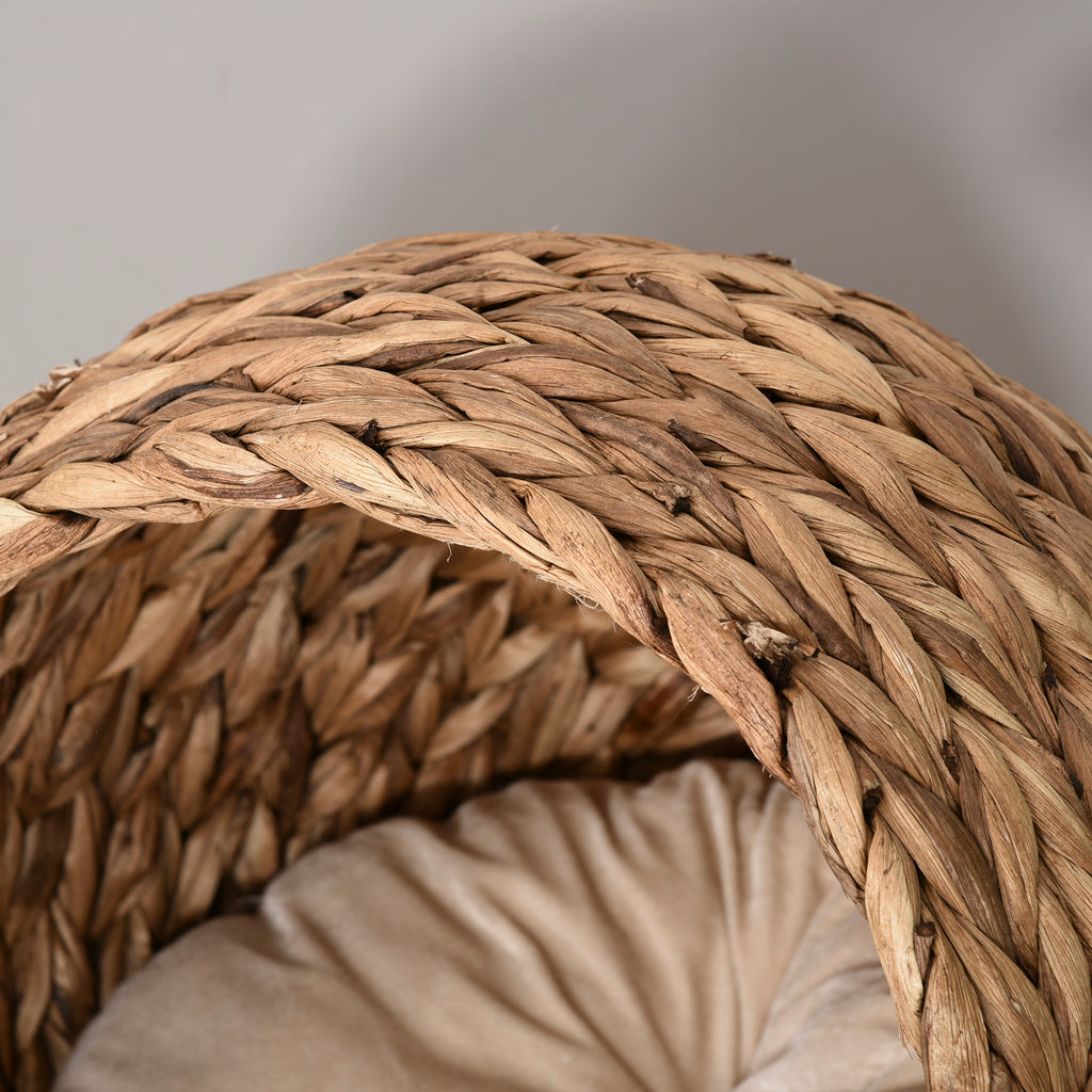 Handwoven Elevated Cat Bed with Egg Chair Shape