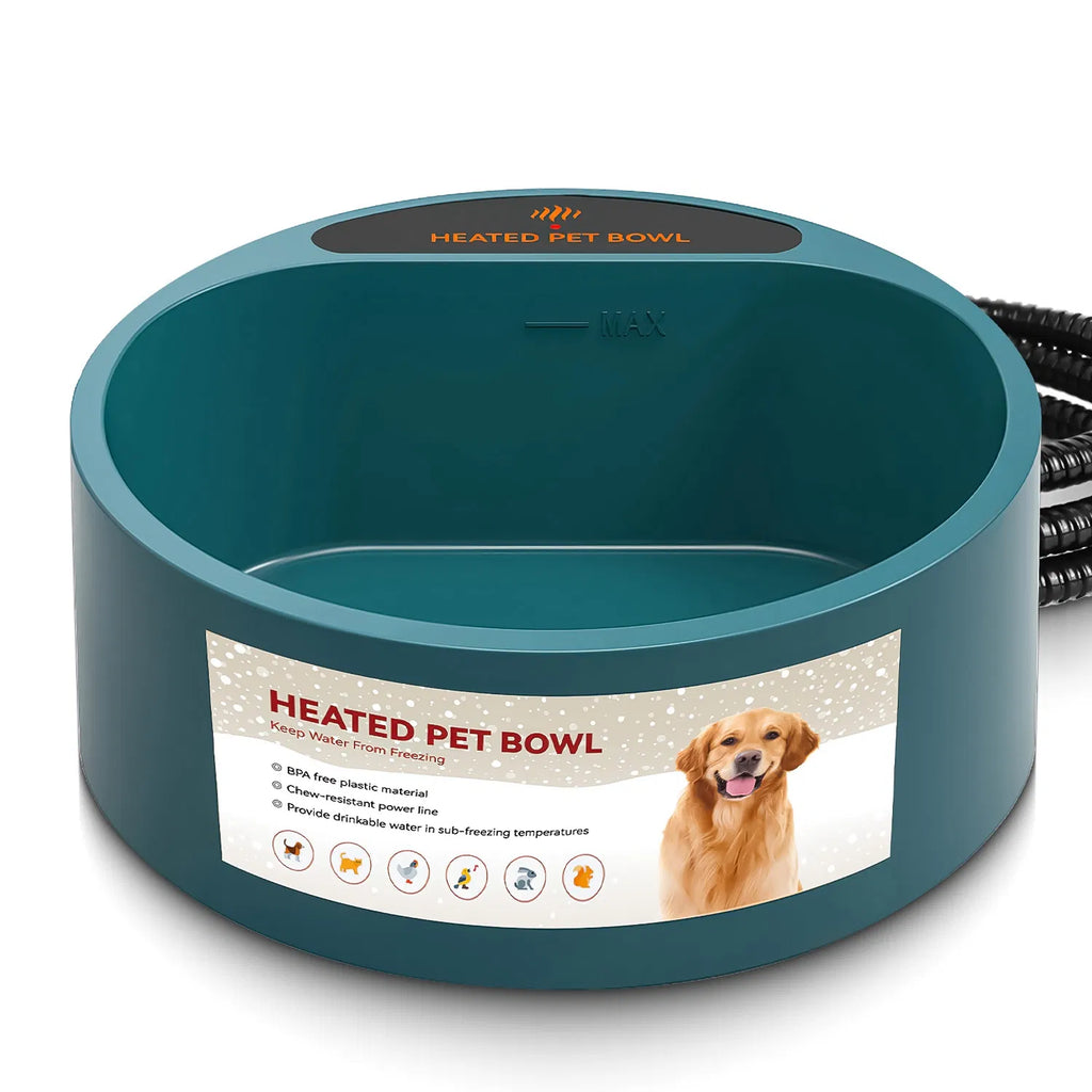 Heated Water Bowl for Dogs & Cats, 74.4oz IP67 Waterproof