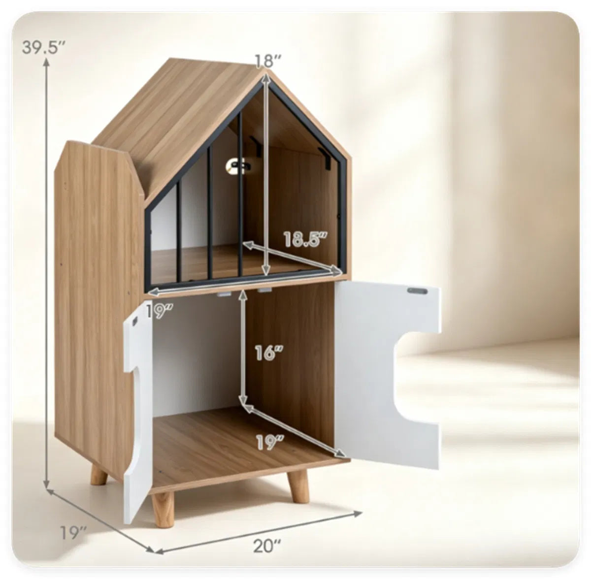 Hidden Cat Litter Box Furniture with Elevated Cat Lounge Top