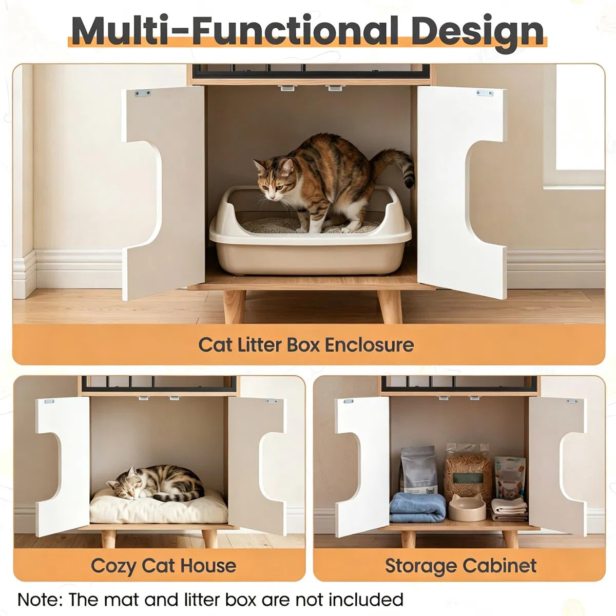 Hidden Cat Litter Box Furniture with Elevated Cat Lounge Top