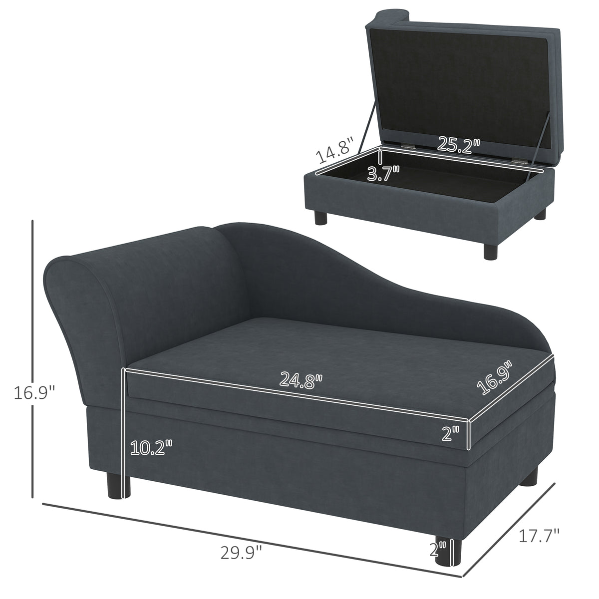 Pet Sofa Bed Couch with Hidden 23L Storage