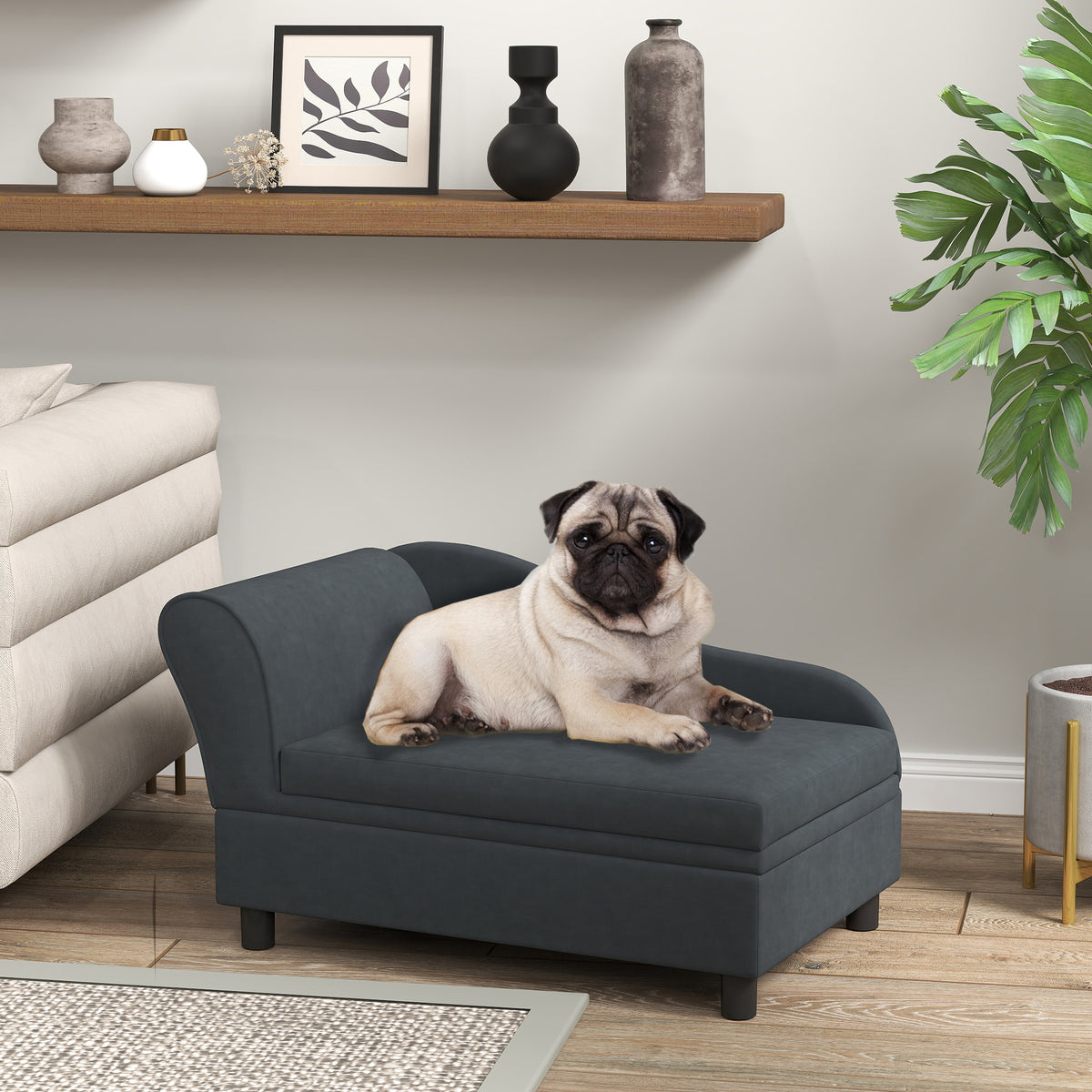 Pet Sofa Bed Couch with Hidden 23L Storage