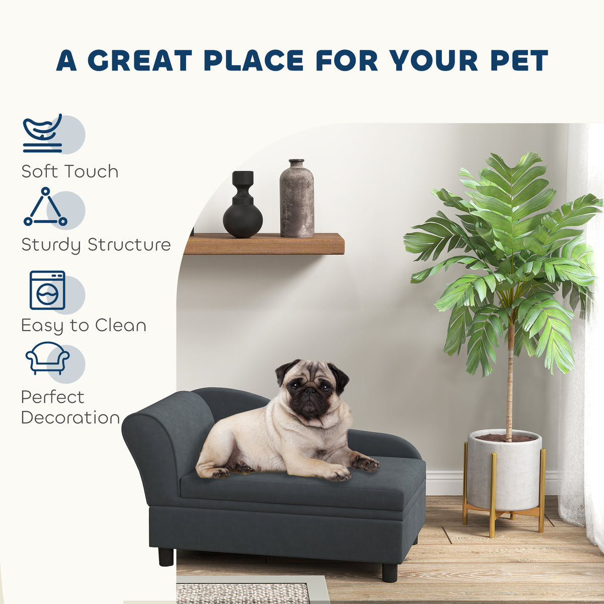 Pet Sofa Bed Couch with Hidden 23L Storage