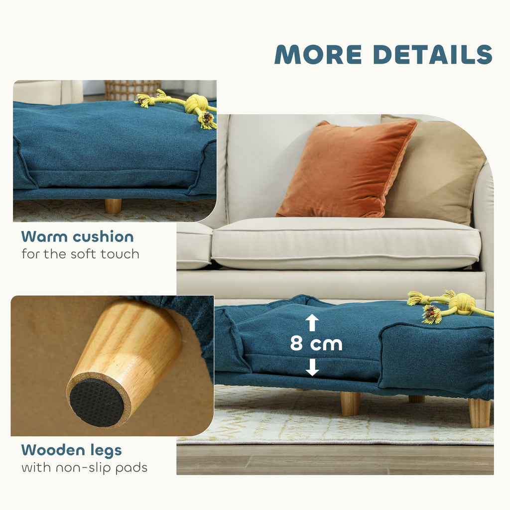 Raised Dog Couch with Cushion & Pine Wood Legs