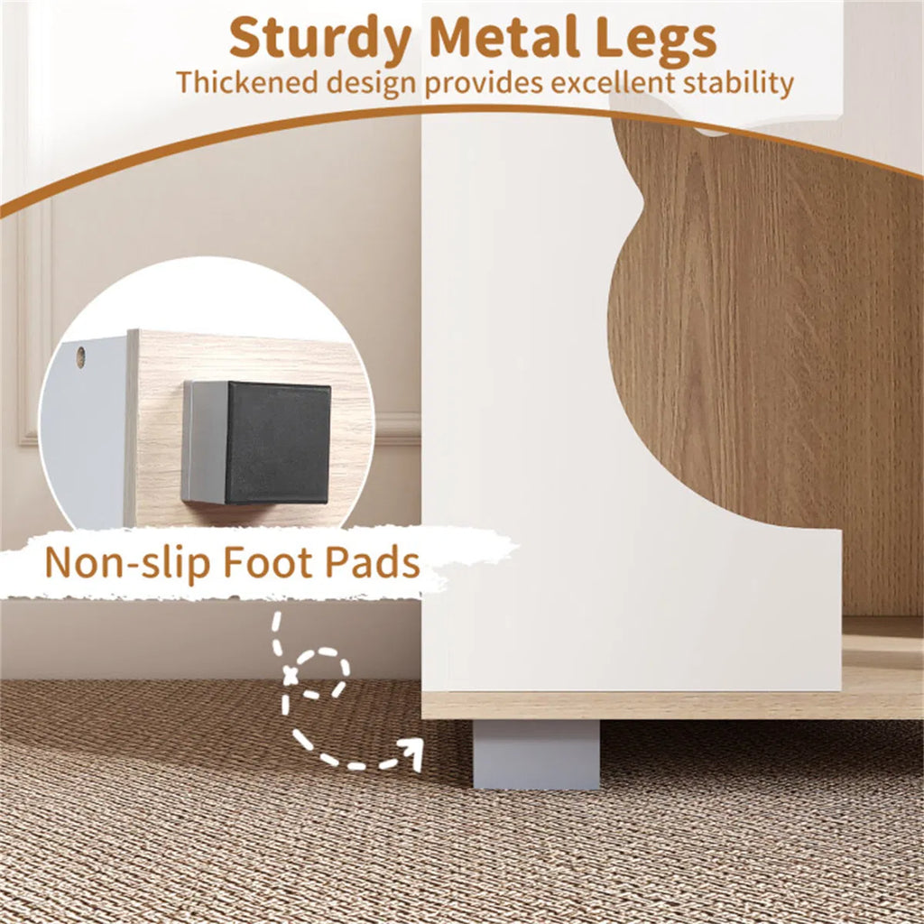 Wooden Cat House Nightstand with 3 Entryways