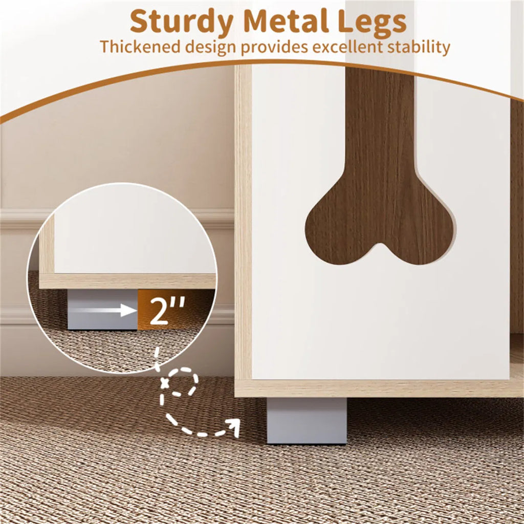 Wooden Dog Condo Side Table with Bone-Shape Window