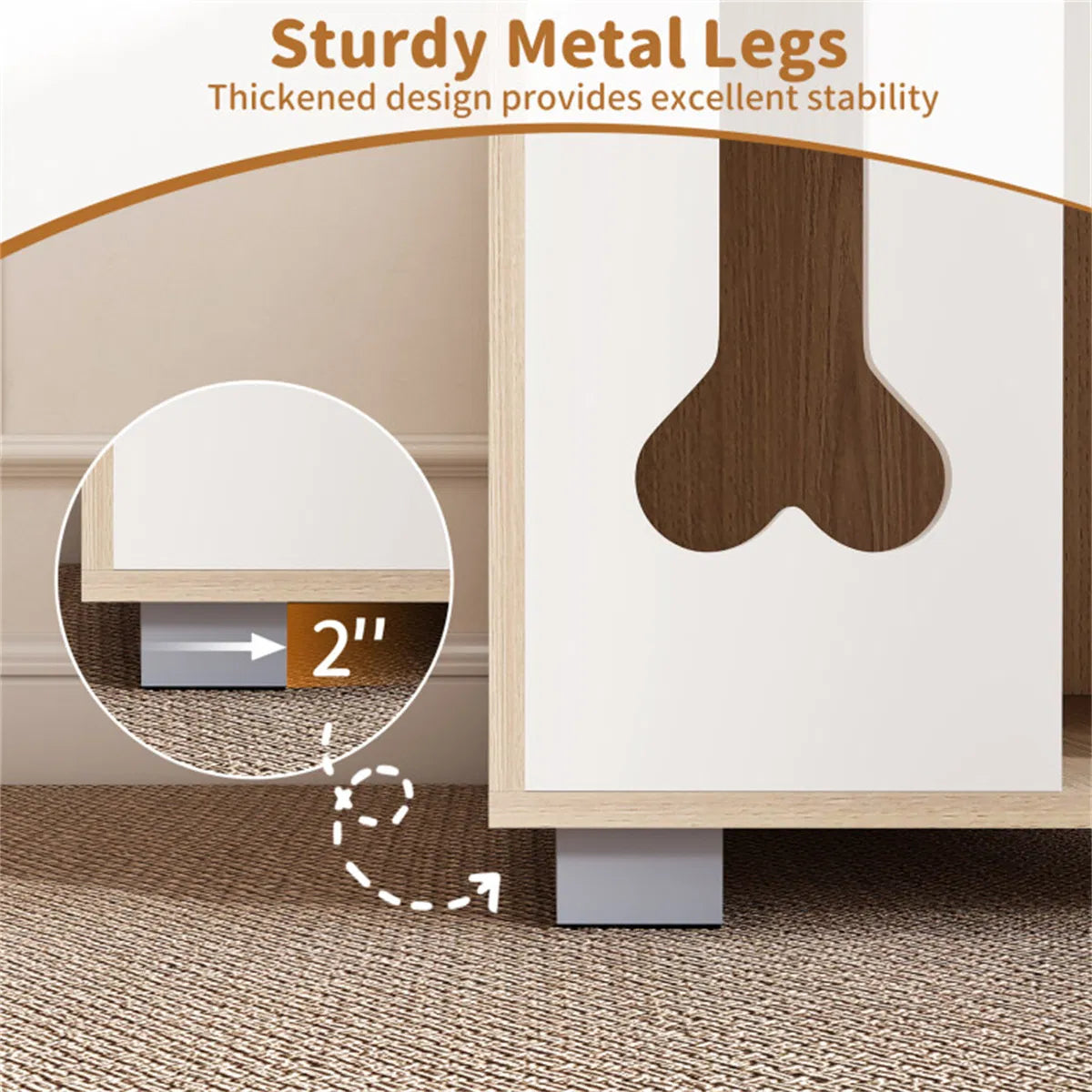 Wooden Dog Condo Side Table with Bone-Shape Window